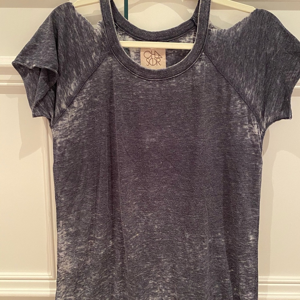 Blue Cold Shoulder T-shirt